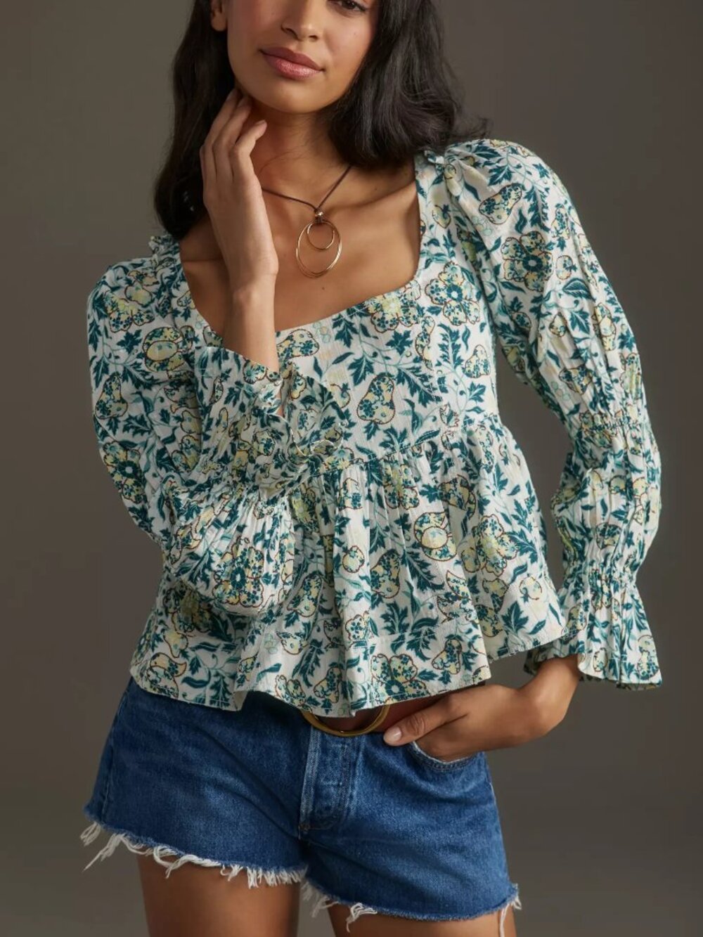 Pilcro Long-Sleeve Babydoll Top